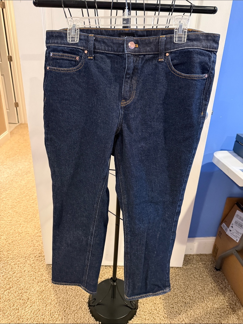 Talbots Dark Blue Slim Straight Ankle Jean Jeans 14P 14 Petite